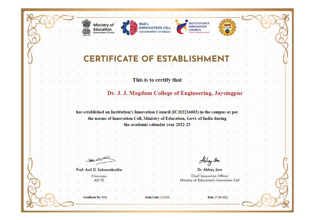 EstablismentCertificate