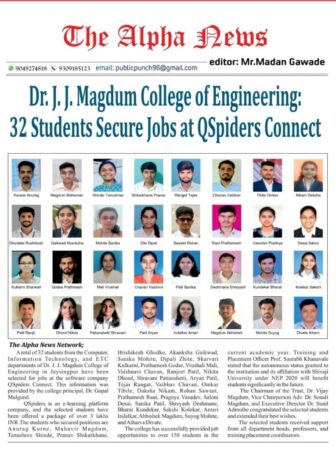 Dr. J. J. Magdum College of Engineering: 32 Students Secure Jobs at QSpiders Connect